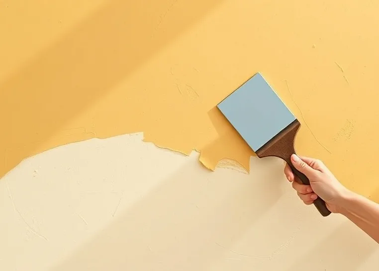Application d'un enduit décoratif à la lisseuse sur un mur