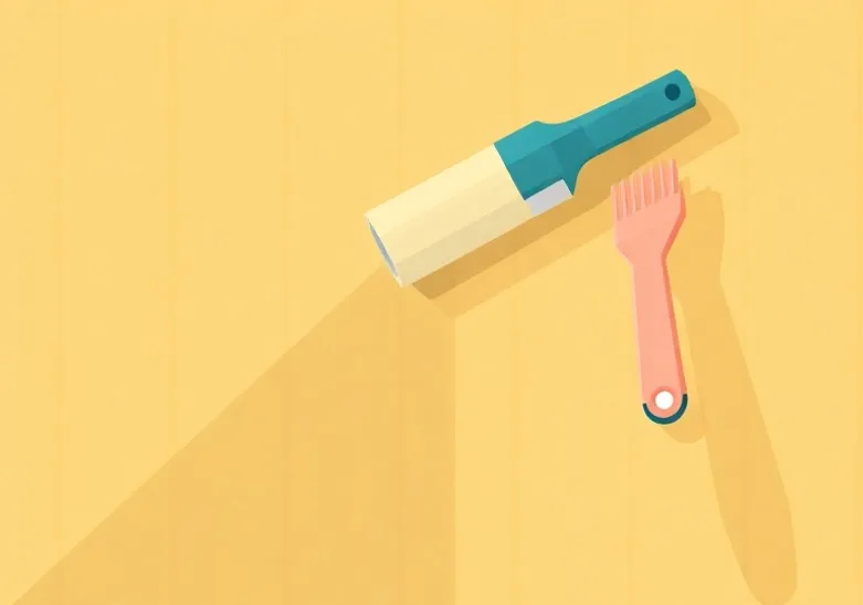 Pose de papier peint, rouleau et brosse à maroufler
